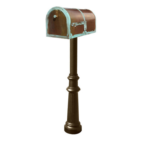 Brass Mailbox, w/decorative Hanford Fluted base post, Bronze -  QUALARC, MB-3000-PAT-HP800-BZ